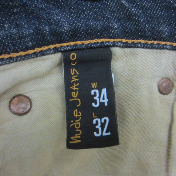 Nudie Jeans Thin Finn Organic Well Used Distressed Slim Stretch 34x32 Italy Made - Picture 13 of 16